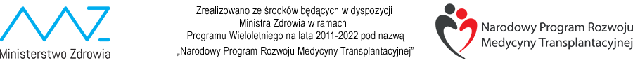 Logo Mnisterstwa Zdrowia i NArodowego Programu Rozwoju Medycyny Transplantacyjnej