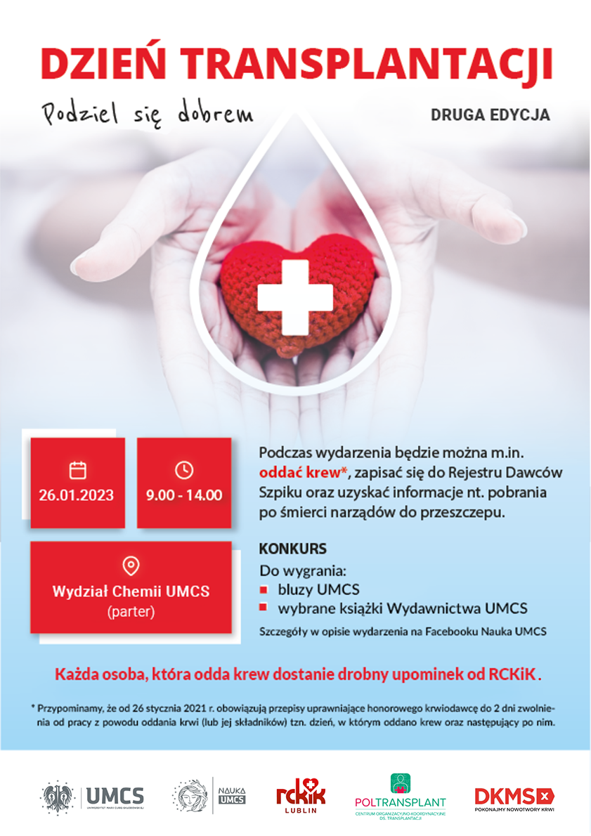 Chcąc przybliżyć tematykę transplantologii, Uniwersytet Marii Curie-Skłodowskiej w Lublinie organizuje drugą edycję akcji 